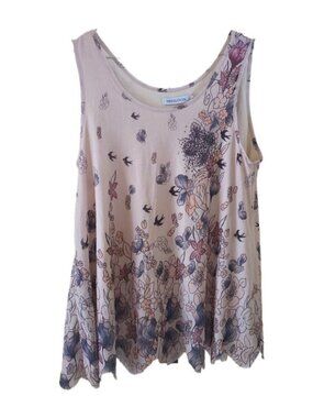 MissLook Peach Floral Short Sleeveless Top